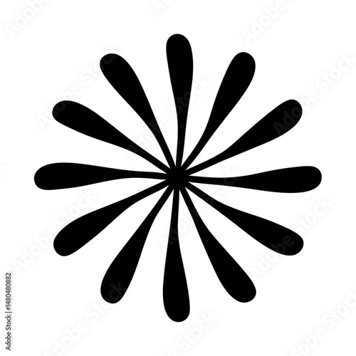 Stylized floral vector design with black petals on a white background