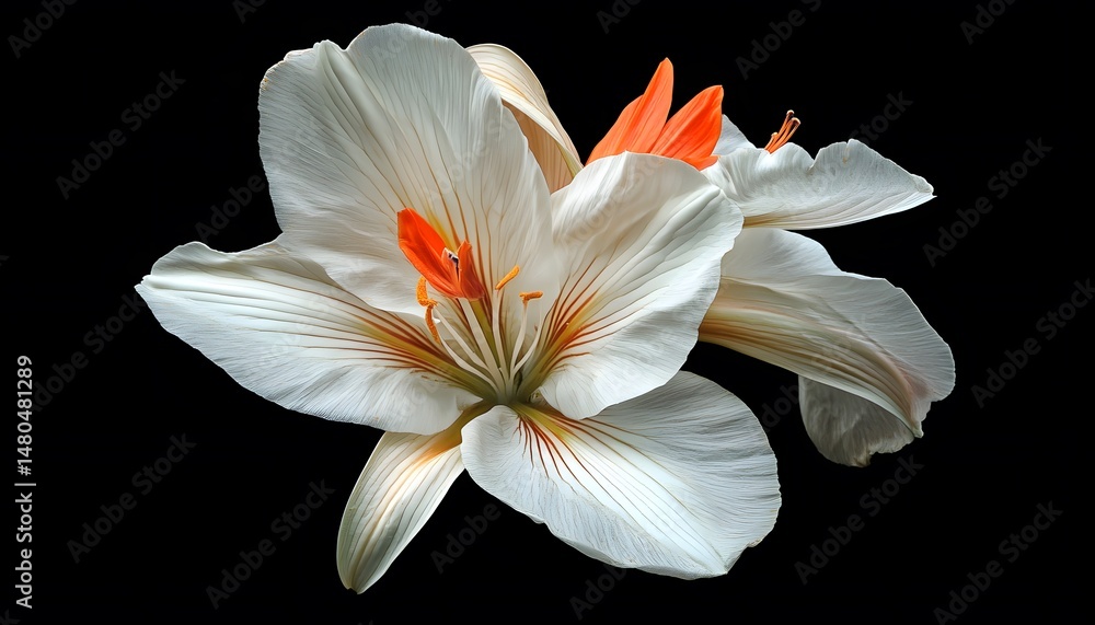 Fototapeta premium Close-up of elegant white flowers with orange accents.