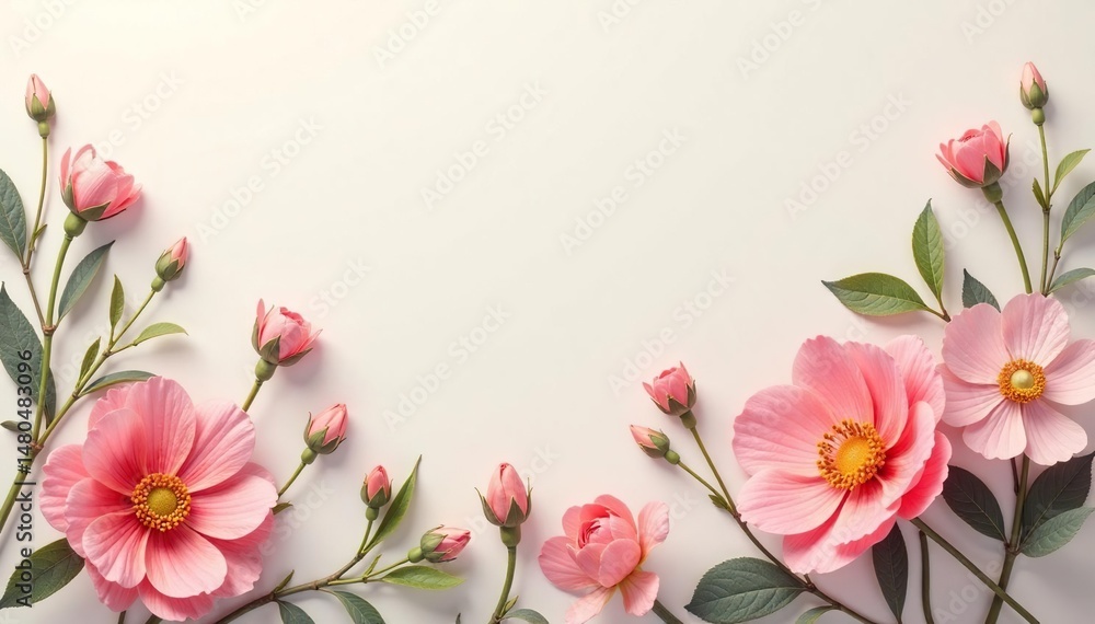 Subtle floral motif delicately arranged across a neutral background , pattern, simple Subtle floral motif delicately arranged across a neutral background , pattern, simple