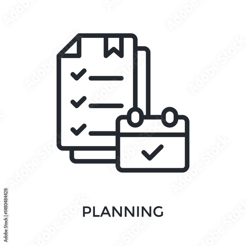 Planning Icon Outline Style. Vector Illustration For Graphic Design