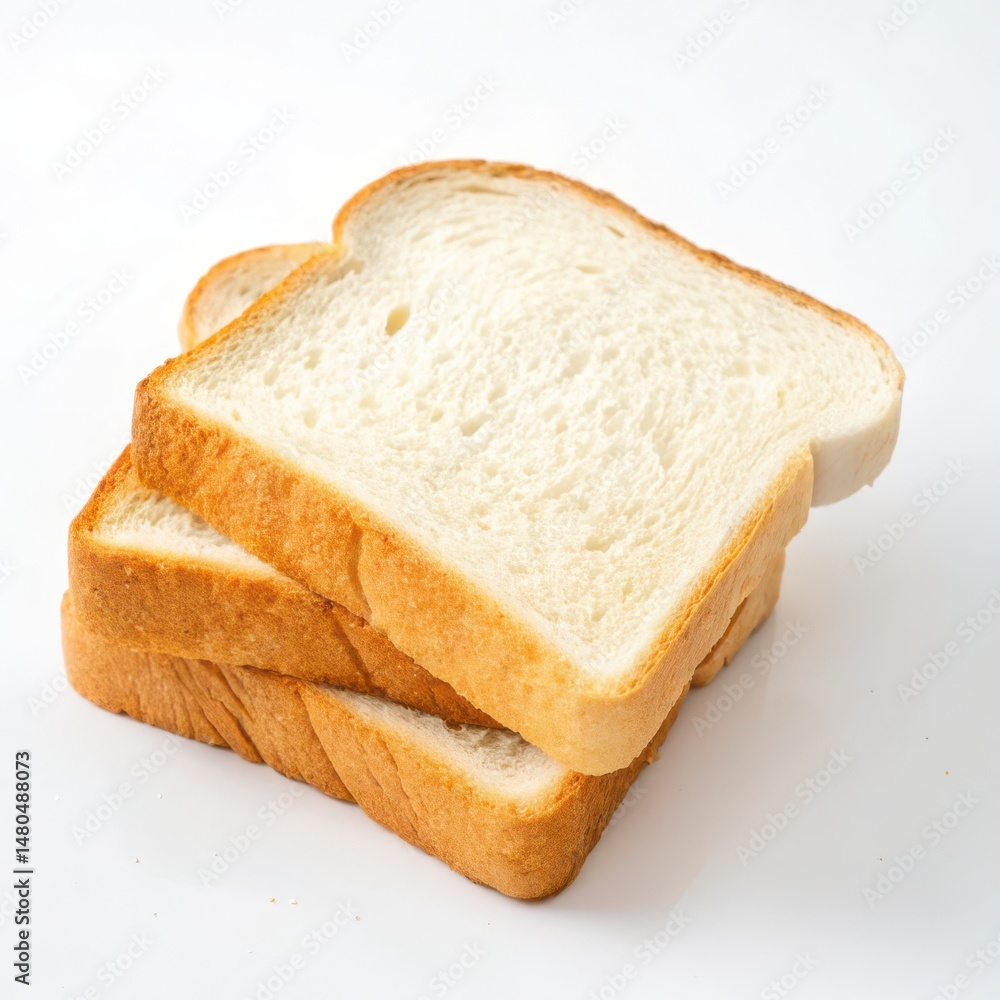 Freshly baked white bread isolated on a clean white background, perfect for food photography or culinary projects. Freshly baked white bread isolated on a clean white background, perfect for food photography or culinary projects.