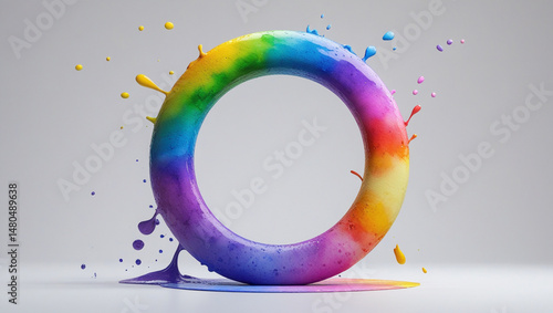 Vibrant rainbow circle with paint splashes a colorful artistic representation of creativity