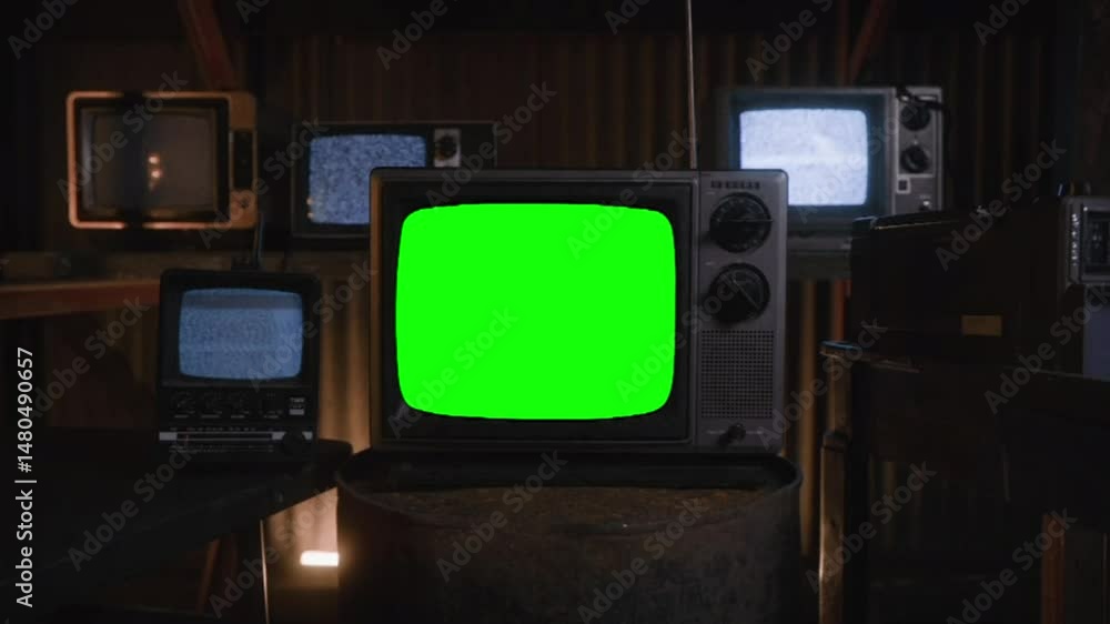 old tv set effect Green screen animation motion graphic with chroma key clip template 4k Background. Easy removed green screen. High resolution. Ultra High Definition, 4k video