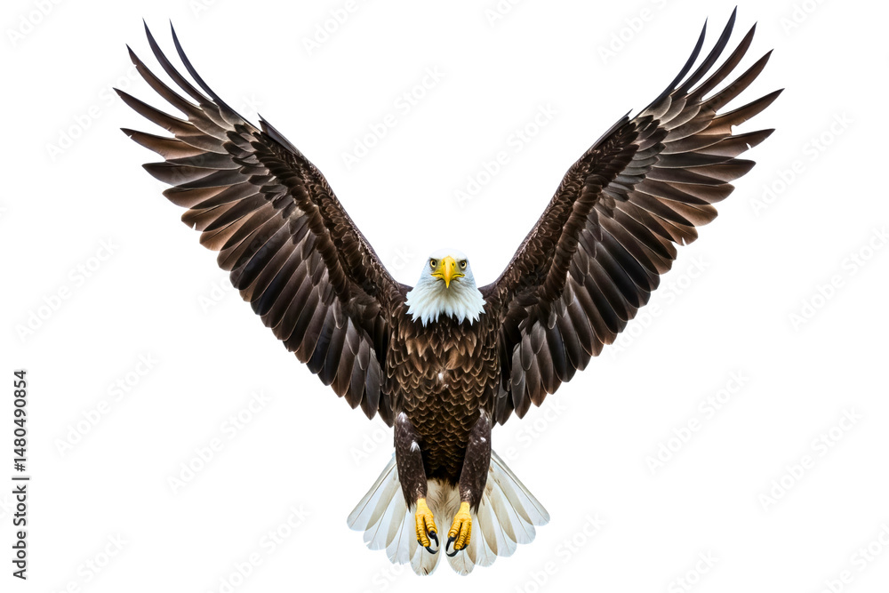 Fototapeta premium Majestic eagle in flight with wings fully spread isolated on a transparent background