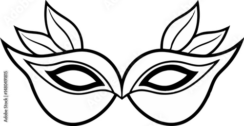 Masquerade Ball Mask Line Art Vector Illustration