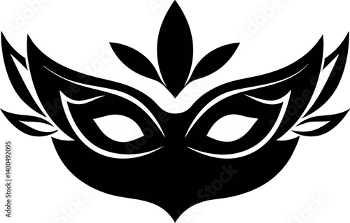Masquerade Ball Mask Silhouette Vector Illustration