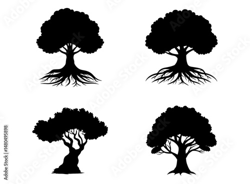 Silhouette design vector illustration digital download for a tree set.