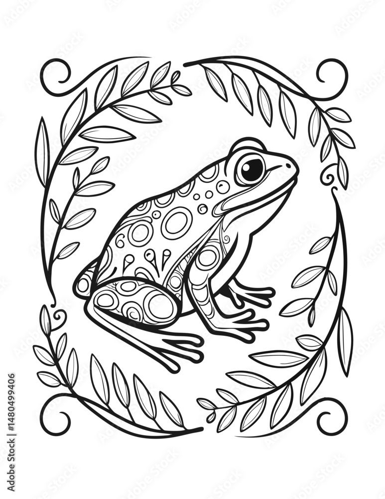 Fototapeta premium Cute Frog Coloring Page