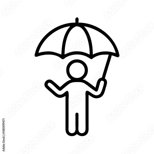 Simple Icon of Person Holding Umbrella