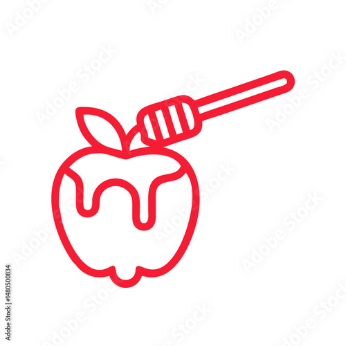Apple Dipped in Honey Outline Icon