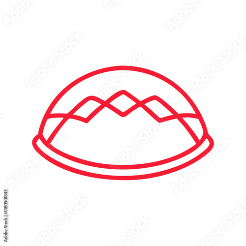 Red Kippah Yarmulke Outline Icon Symbol