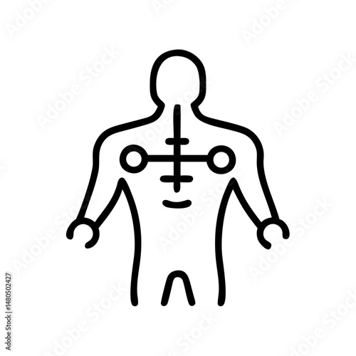 Robotic Exosuit Symbol Line Art Illustration