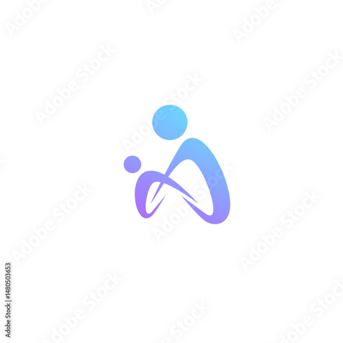 Letter M People Logo Design. M Human Logo
