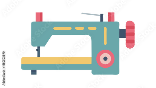 Cute Sewing Machine Vector Illustration