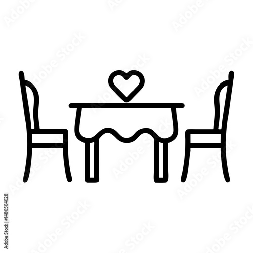 Wedding Table Icon with Heart Centerpiece