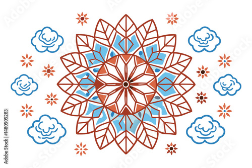 Petals shaped with soft polygonal edges softened into cloud-like transitions