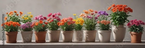 Wallpaper Mural Collection of flowering potted plants, bright blooms, roses, dahlias, blossom Torontodigital.ca