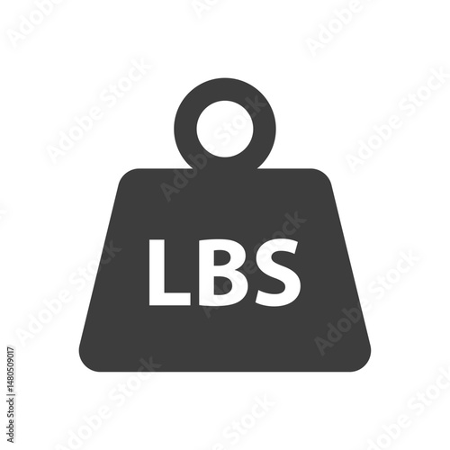 Weight icon with LBS label, representing pound measurement, weightlifting, and fitness.