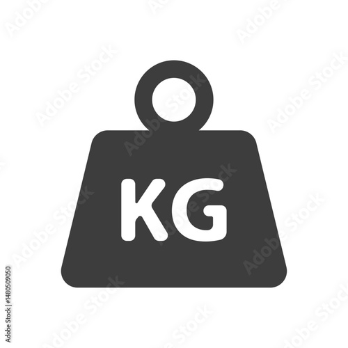 Weight icon with KG label, representing kilogram measurement, weightlifting, and fitness.