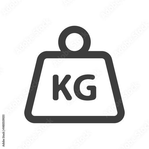 Weight icon with KG label, representing kilogram measurement, weightlifting, and fitness.
