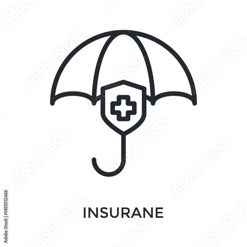 Insurance Icon Outline Style. Vector Illustration For Graphic Design