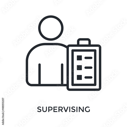 Supervising Icon Outline Style. Vector Illustration For Graphic Design