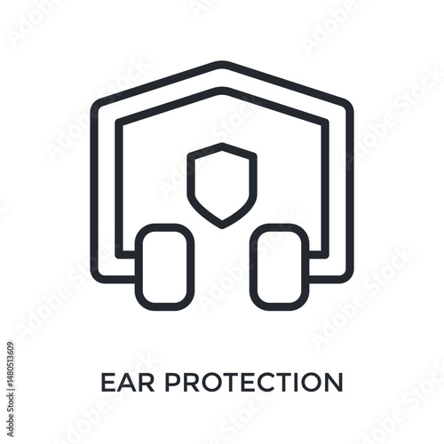 Ear Protection Icon Outline Style. Vector Illustration For Graphic Design
