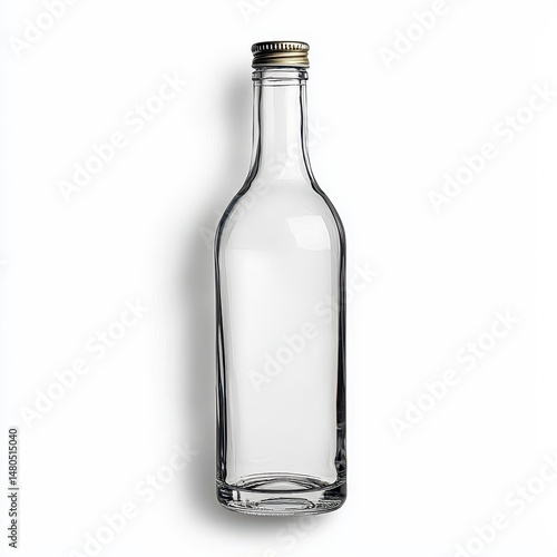 Wallpaper Mural Clear Glass Bottle with Metallic Cap on White Background Torontodigital.ca