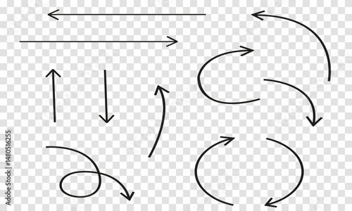 Collection hand drawn arrows. Set simple arrows isolated on white background. Arrow mark icons. Arrow paint - stock vector.