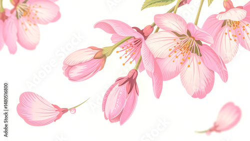 Refined cherry heyday petals isolated on a transparent background for design layouts 