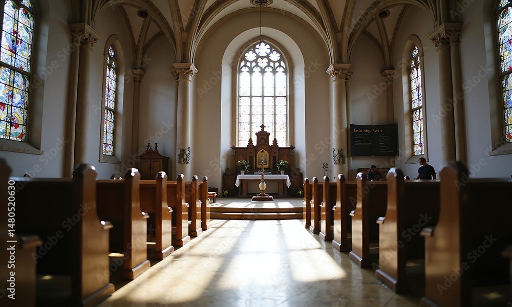 Fototapeta premium AI-Generated Church Interiors, Intricate Details