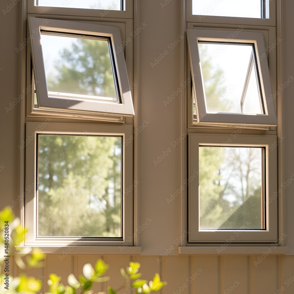 Obraz premium A closeup of energyefficient windows in the modular design emphasizing natural light and thermal regulation to enhance the comfort of occupants during prolonged use.