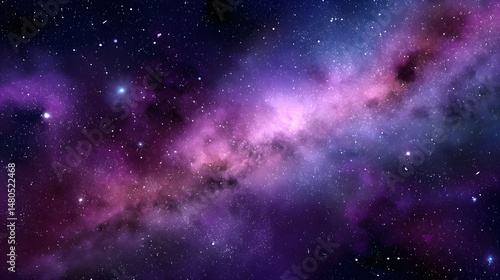 Farbenprächtige Milchstraße mit violettem Nebel im Universum
