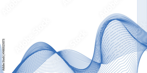 Abstract blue wave business curve line.