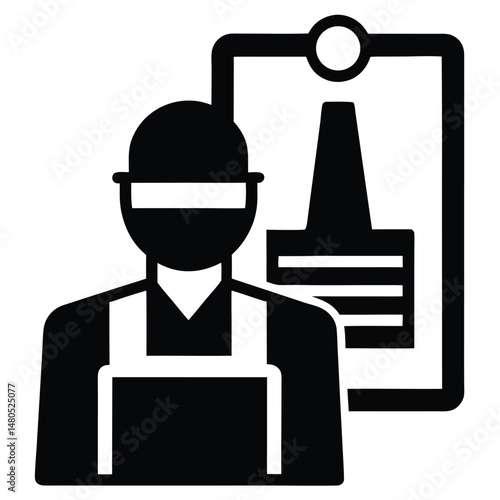 Factory worker element isolated clipboard on white background