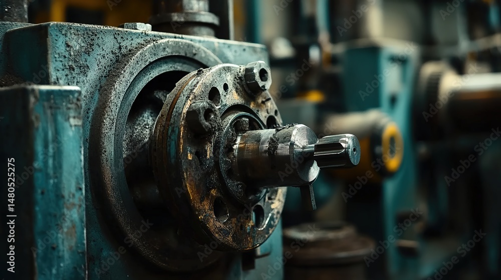 Close-up of Industrial Machinery Gear and Shaft Close-up of Industrial Machinery Gear and Shaft