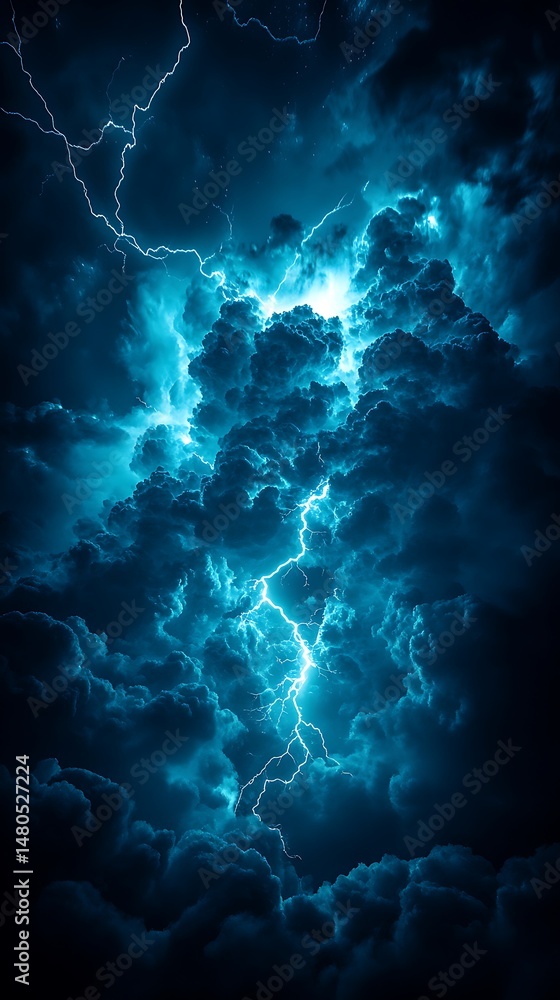 Fototapeta premium Surreal landscape with massive lightning high resolution HD wallpaper