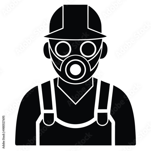 Factory worker element isolated dust mask on white background