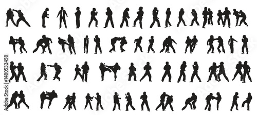 Set of Black Silhouettes of Kudo Fighters