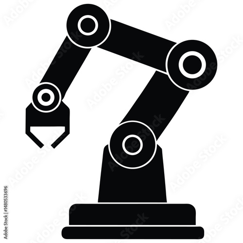 Factory worker element isolated industrial robot arm on white background