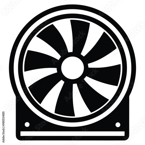 Factory worker element isolated industrial ventilation fan on white background