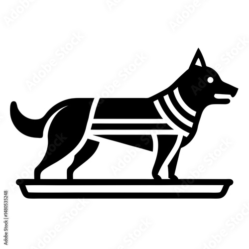 Standing dog black silhouette vector illustration