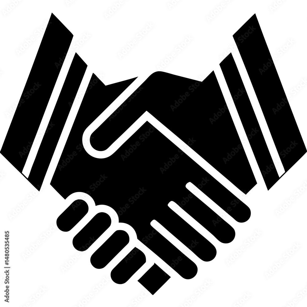 Obraz premium Handshake agreement silhouette vector illustration