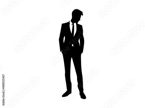 Silhouette of a Confident Businessman in Stylish Suit