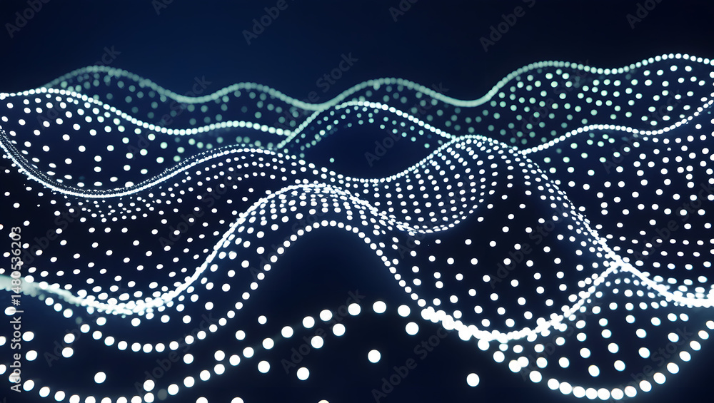 Fototapeta premium Abstract Glowing Particle Wave Background – Futuristic Data Visualization