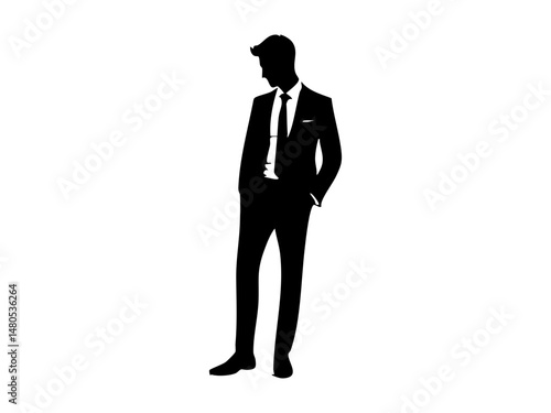 Silhouette of a Confident Businessman in Stylish Suit