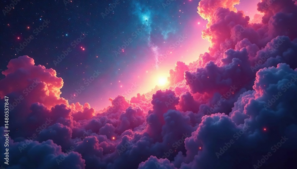 Fototapeta premium Stunning cosmic clouds of gas and dust, vibrant colors swirling in a breathtaking nebula , nebula, awe, picture
