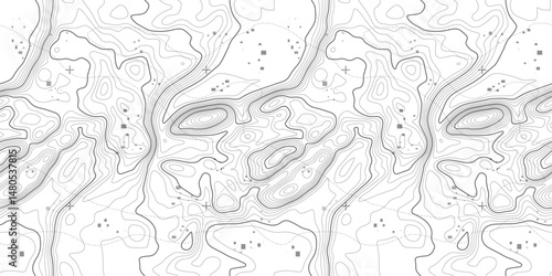 Seamless topography pattern of map lines texture. Contour abstract topographic mountain vector. Topology terrain geographic wood grid with latitude and wavy outlines.