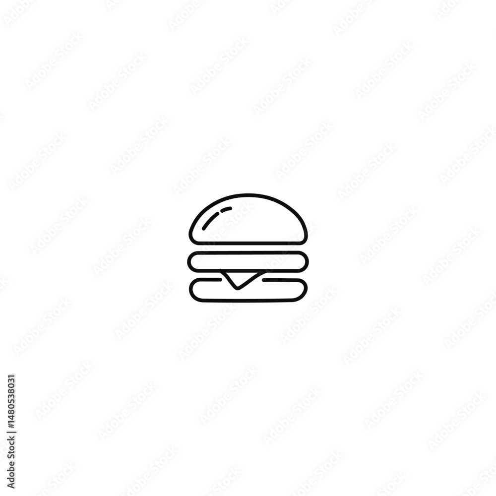 Minimal Burger Icon – Line Art Fast Food Symbol for Menu, App, or Branding Minimal Burger Icon – Line Art Fast Food Symbol for Menu, App, or Branding
