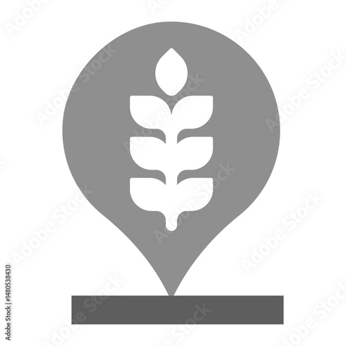 Locally Grown Icon. Map pin with crop symbol representing local farming, sustainable agriculture, and organic produce sourcing.